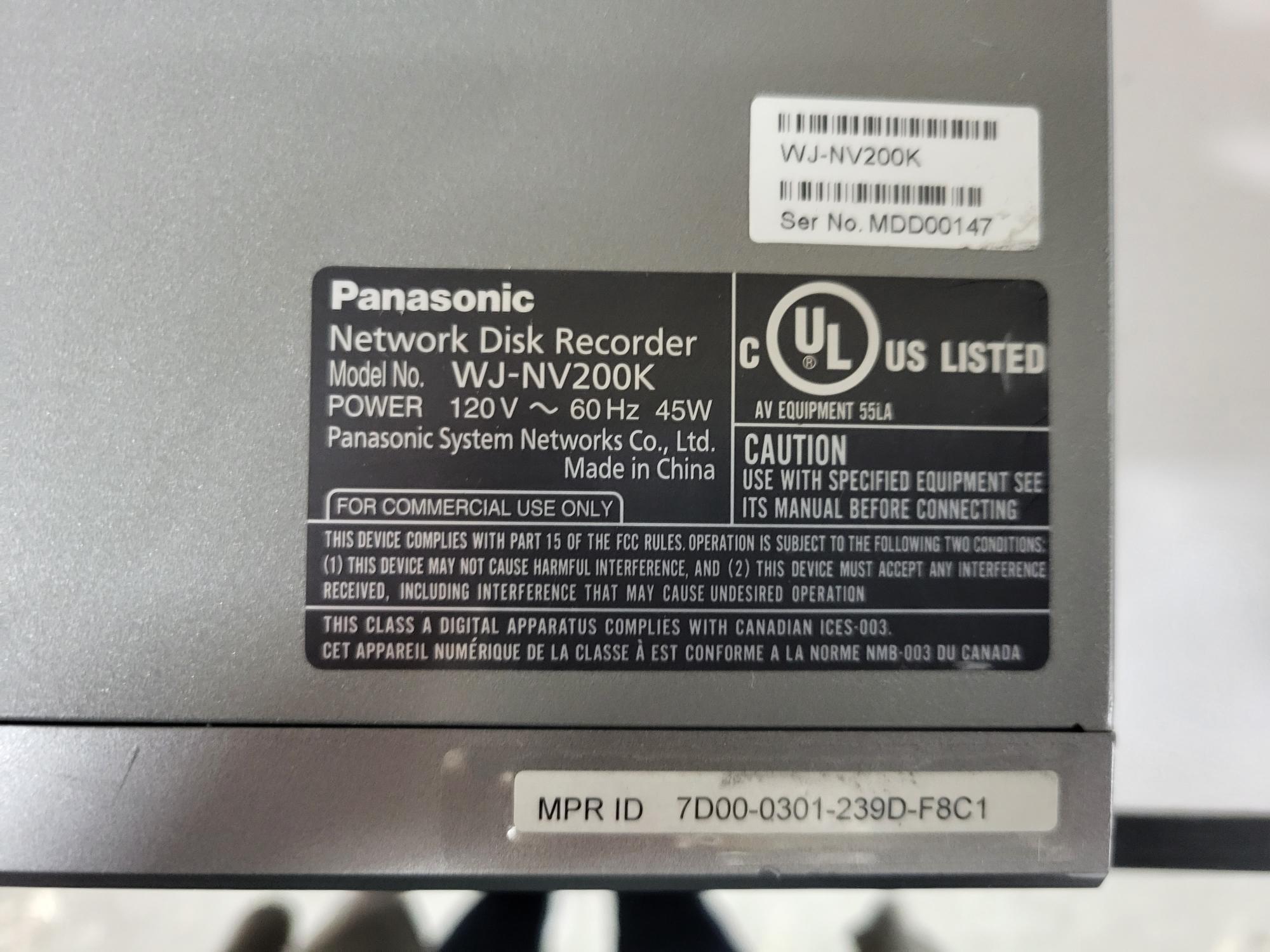 PANASONIC NETWORK DISK RECORDER MODEL WJ-NV200K - Audio Visual