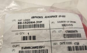 AMPHENOL D38999/24WD35PN CIRCULAR MIL CONNECTOR - Image 2