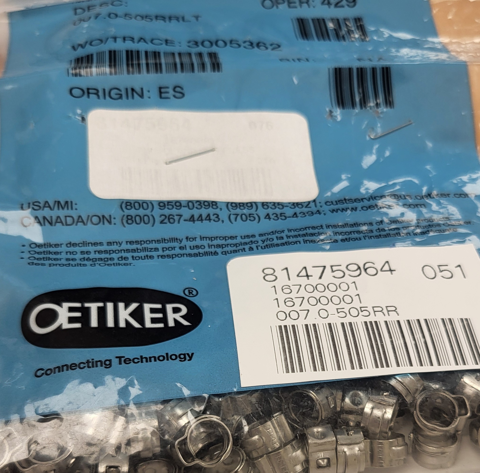 Oetiker Hose Clamp 16700001 7mm Diam (Lot of 95) - Image 3