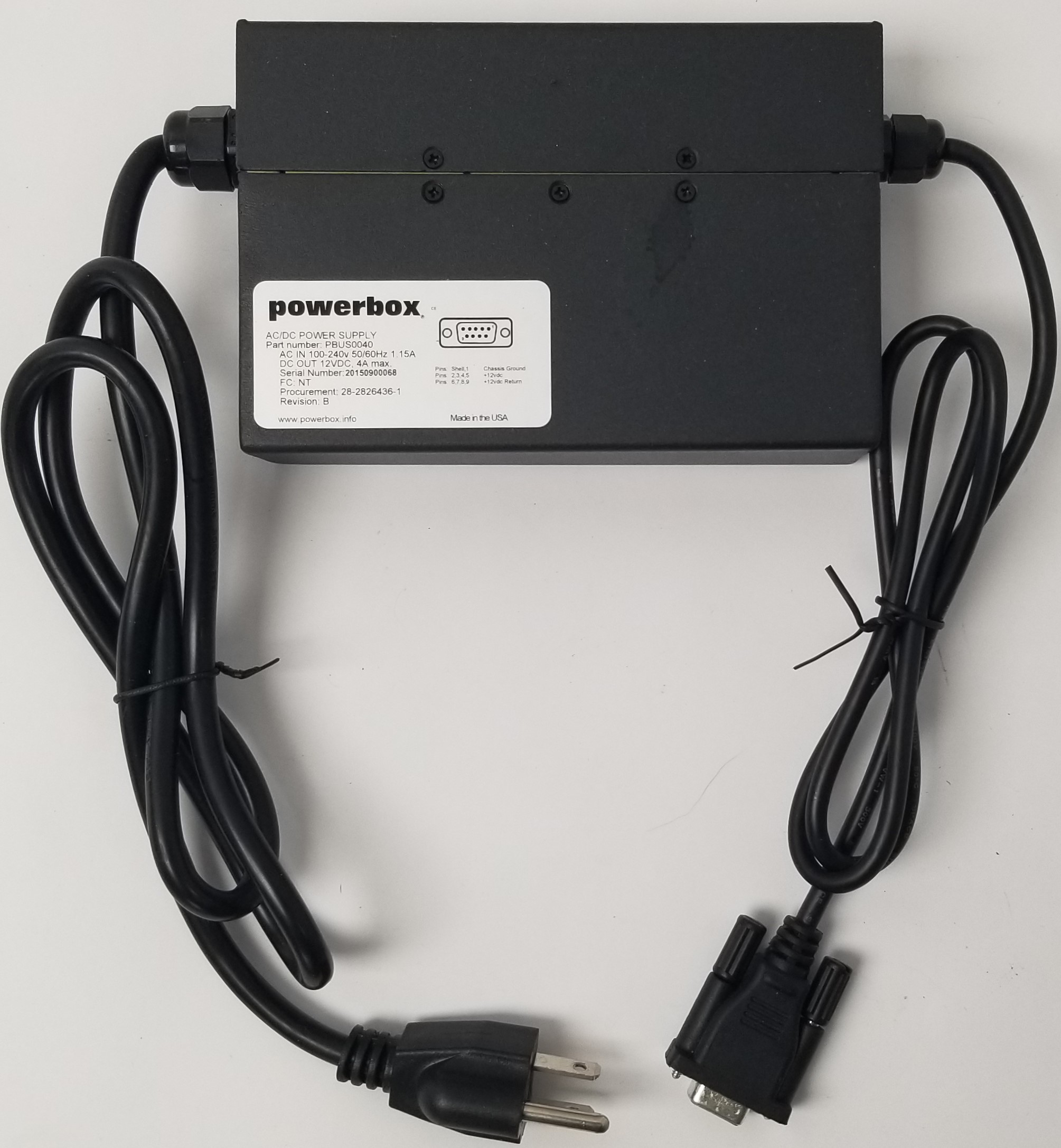 Powerbox PBUS0040 Power Adapter 12 Volts D.C. 4 Amps