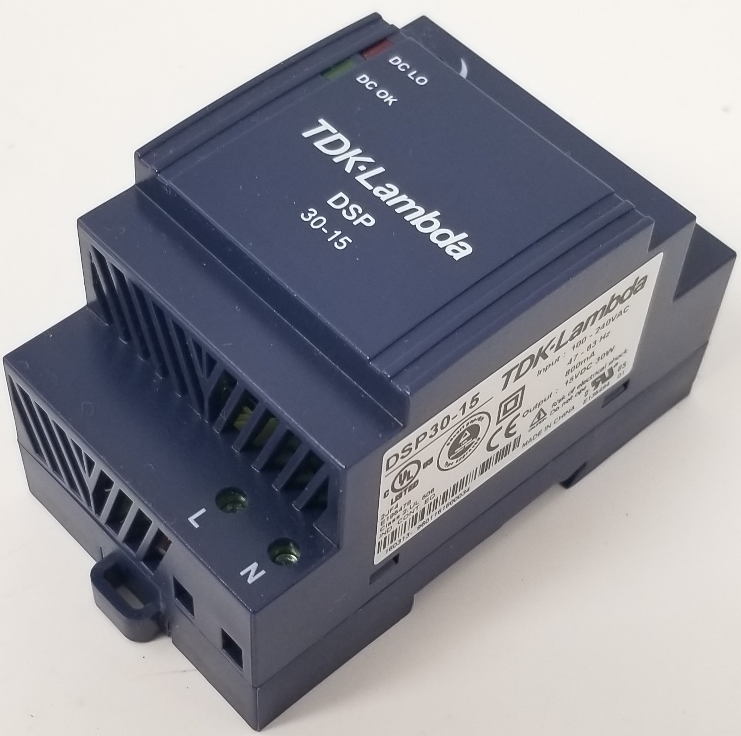 TDK-Lambda DSP30-15 DIN Rail Mount Power Supply 15 Volts 2 Amps