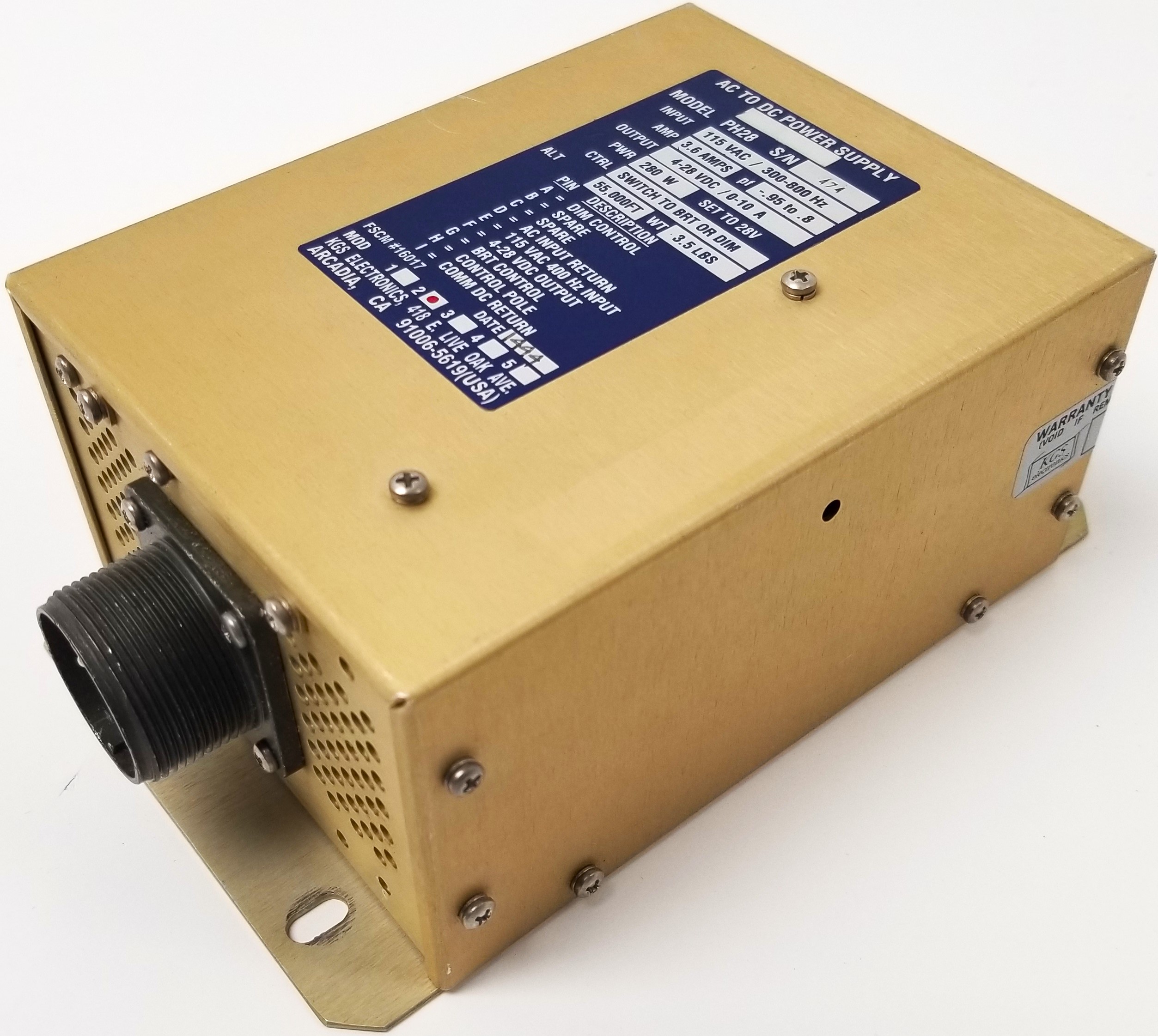 KGS Electronics PH28 Airborne Regulated AC to DC Converter