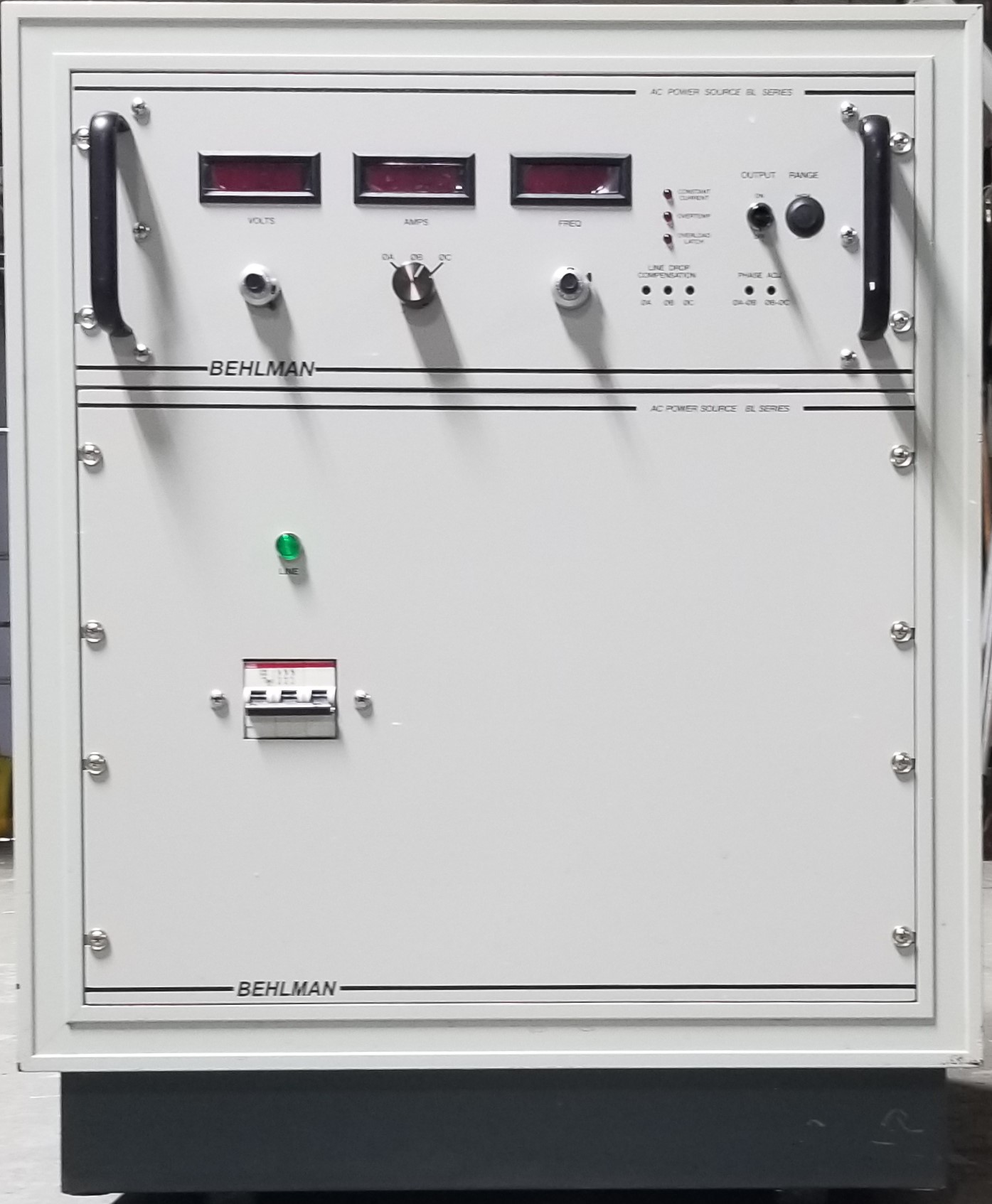 Behlman BL15000C-1-L A.C. Power Source 0-135 V.A.C. 45-500Hz 3 Phase 15000VA Output