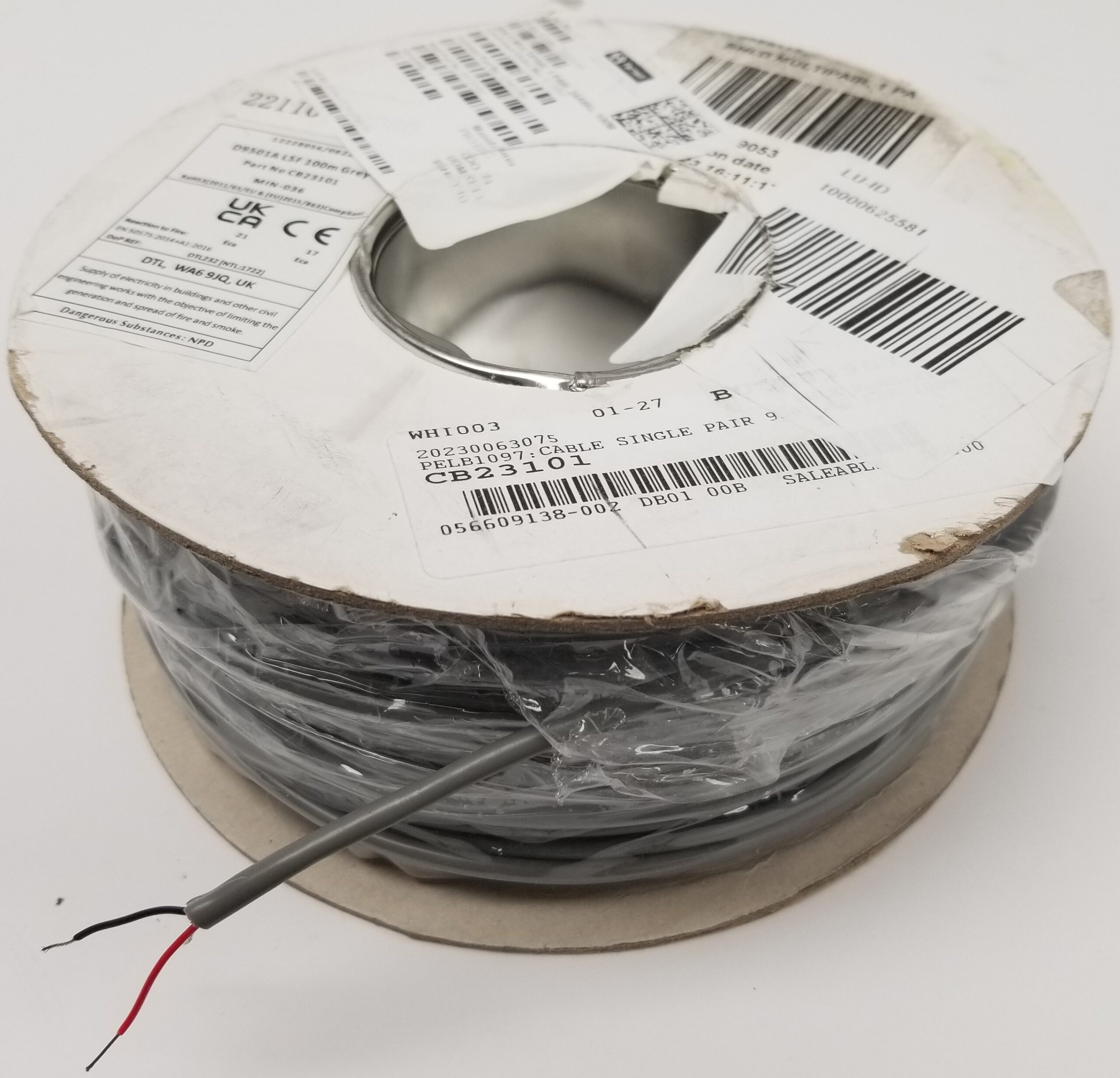 Pro-Elec PELB1097 CB23101 Single Pair 24ga Shielded Wire 100 Meters