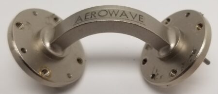 Aerowave 22-1890 WR22 90° Curved Waveguide Section With UG-383/U Round Flanges V-Plane Bend Rhodium Plated