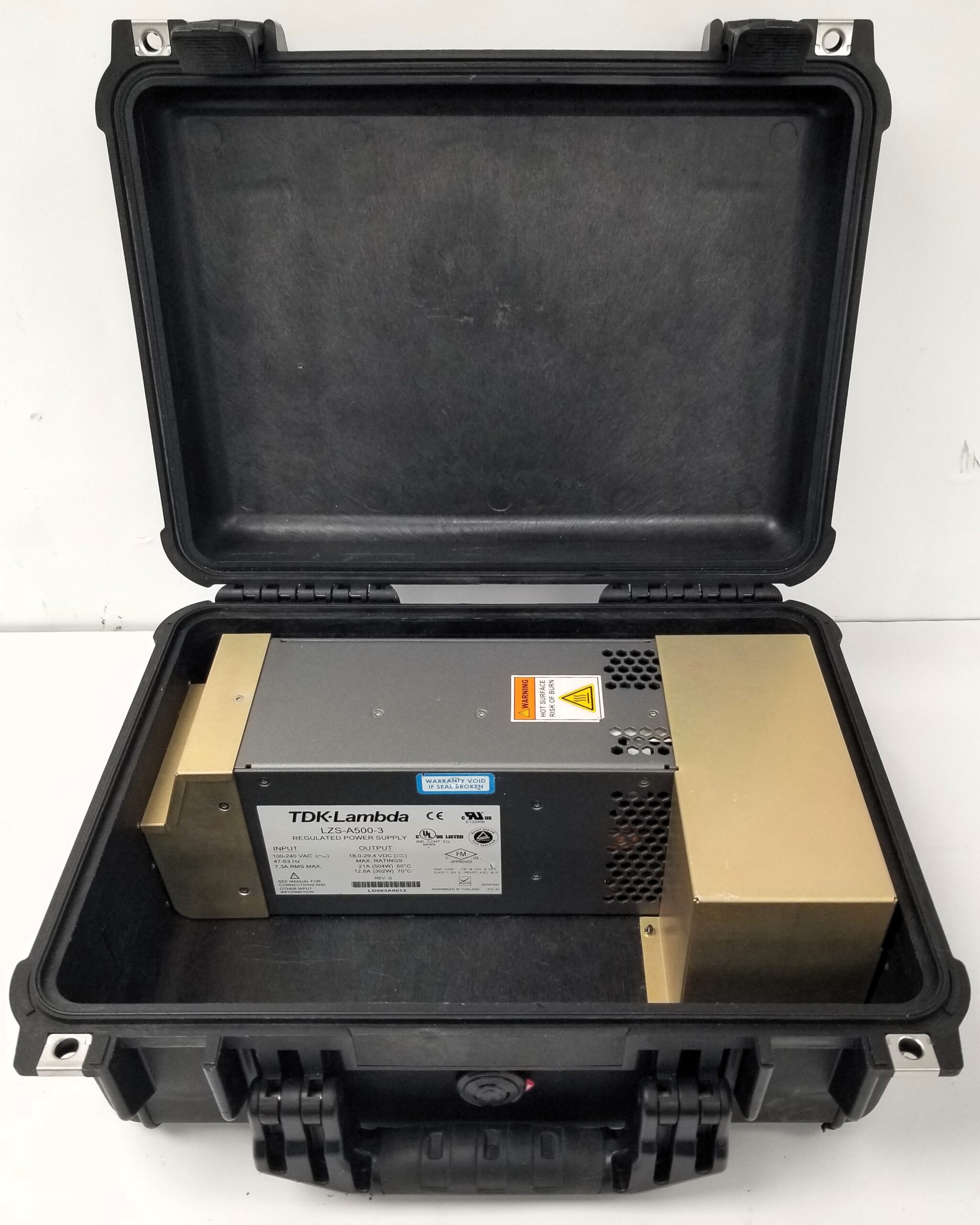 TDK-Lambda LZS-A500-3 D.C. Power Supply 24 Volts 21 Amps in Ventilated Pelican Case