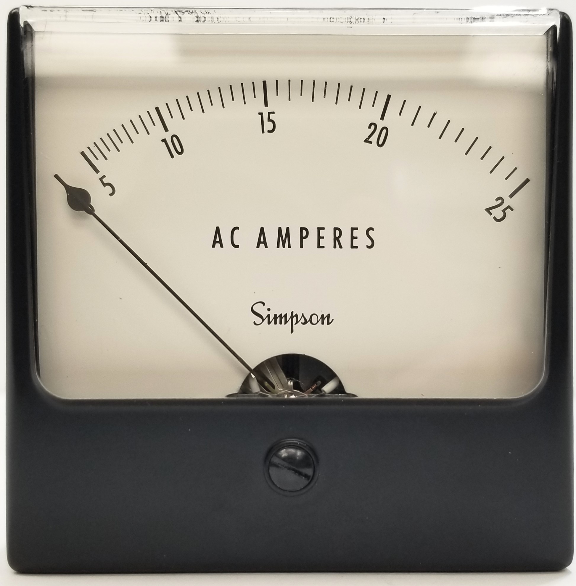 Simpson 55F2585 Panel Meter 0-25 Amperes 120 V.A.C.