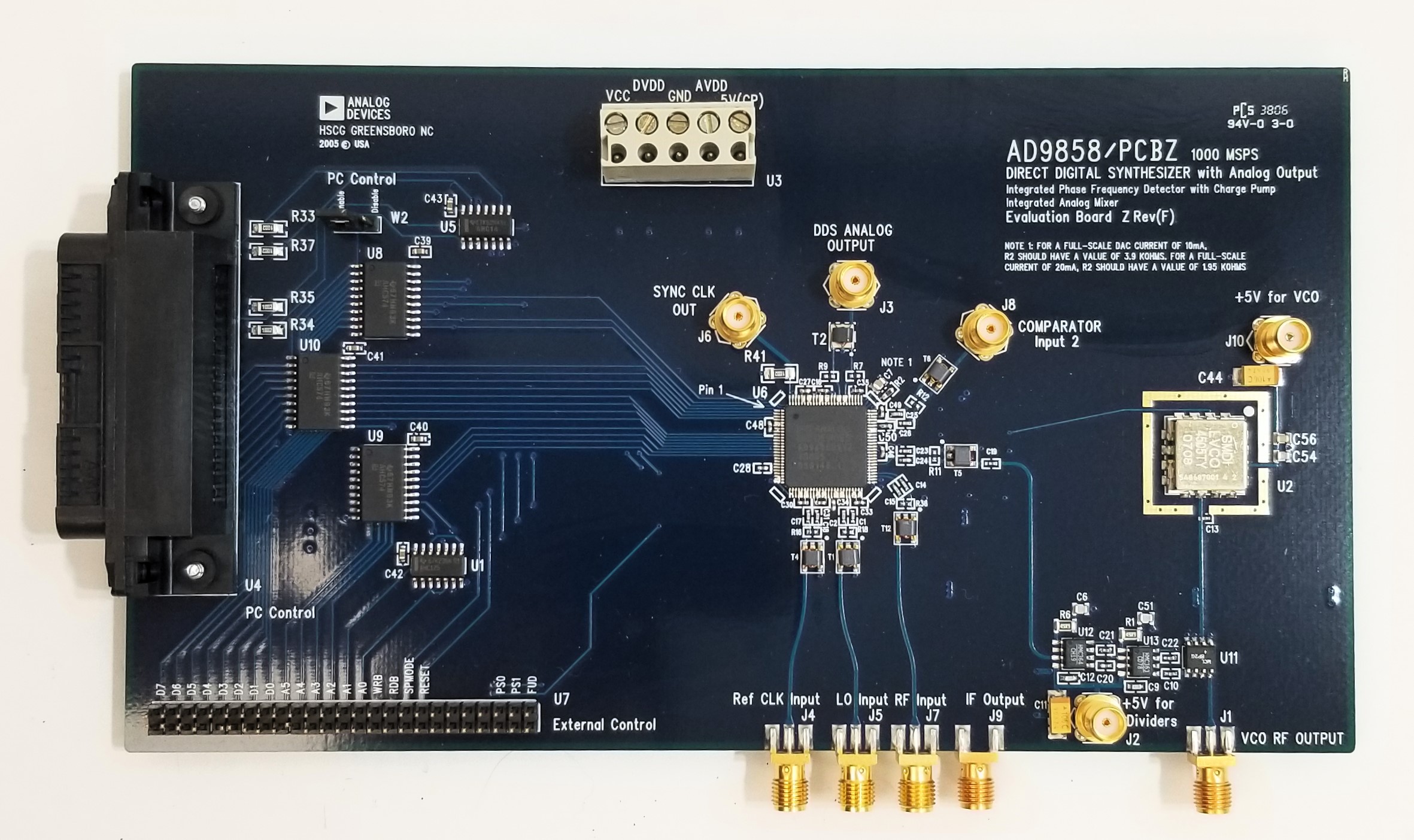 Analog Devices AD9858/PCBZ Rev. F Evaluation Board