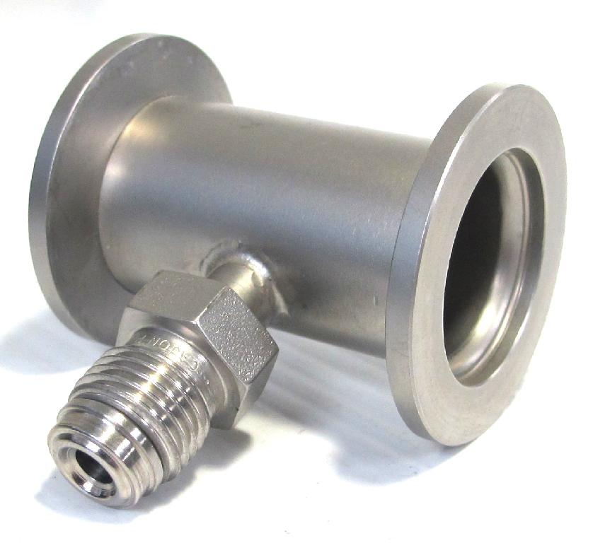 Vacuum Fitting Reducing Tee, KF25 to Cajon VCR Vacuum Flanges and