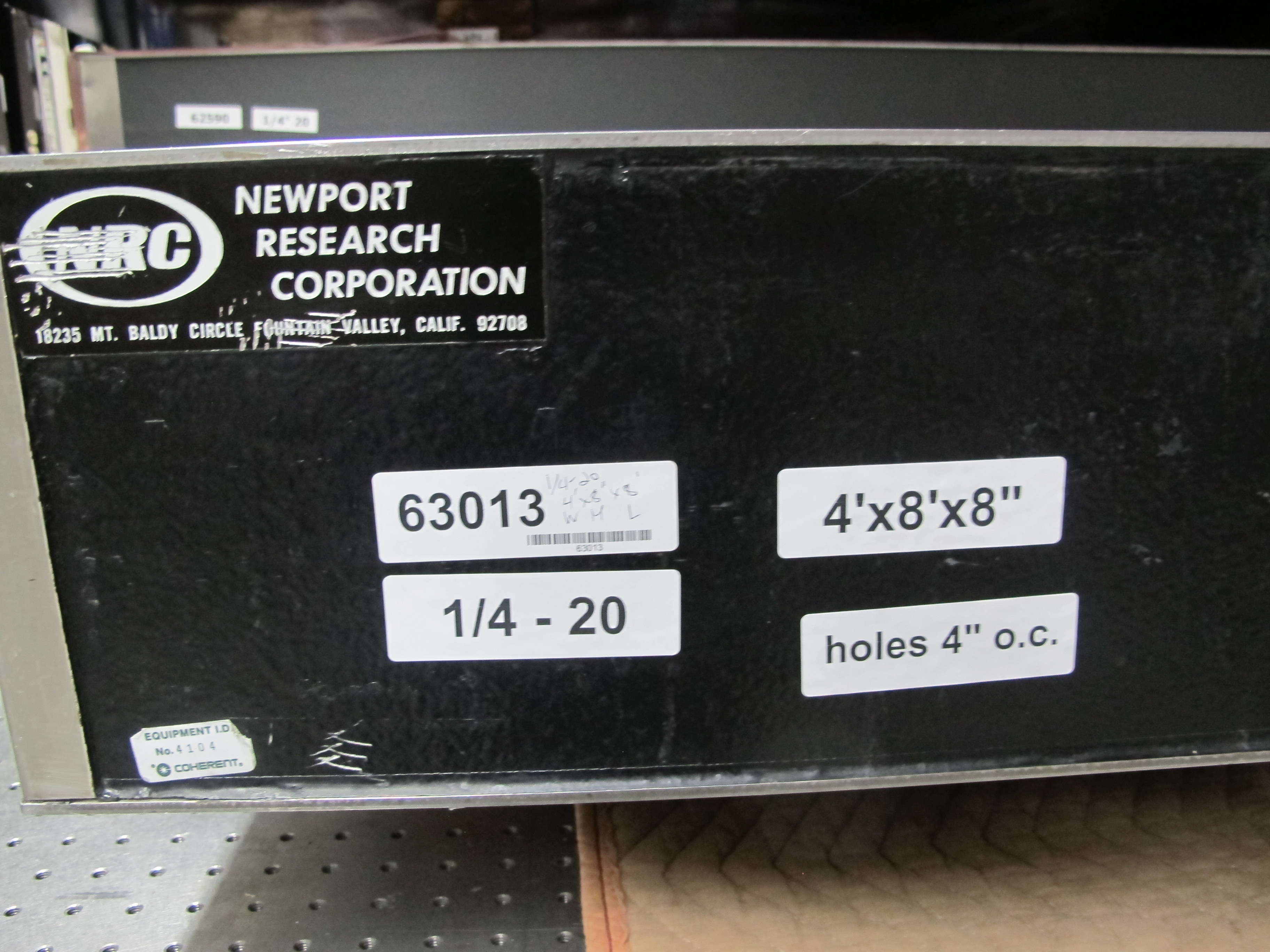 Optical Table Newport 4' x 8' x 8 inch Top 4 inch hole spacing