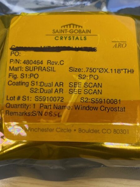 Saint-Gobain Crystals 480464 Window Cryostat