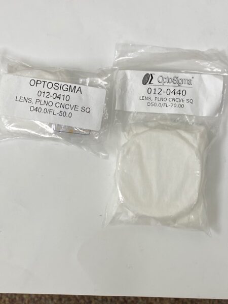 OptoSigma 012-0410 and  012-0440 Square Plano Concave Lenses - LOT OF 2