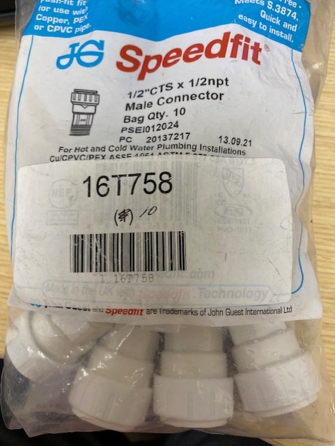 John Guest PSEI012024 Male Connector - Bag of 10