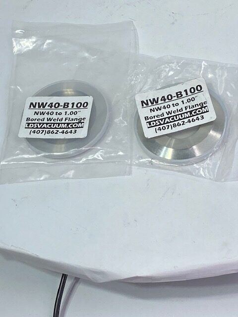 LDS Vacuum NW40-B100 Stainless Steel Bored Weld Flange - LOT OF 2