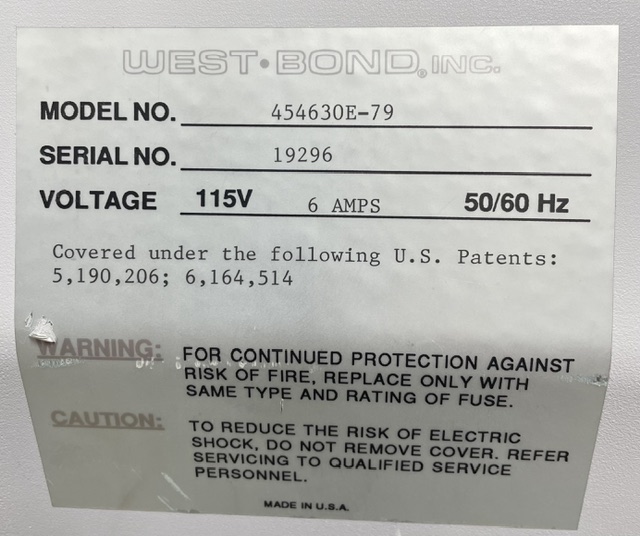 West-Bond 454630E-79 Wedge Wire Bonder - Semi-Auto, 115V - Image 4