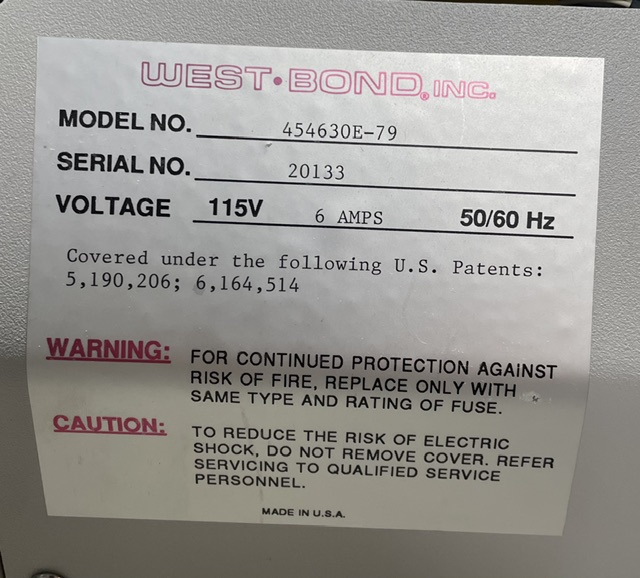 West-Bond 454630E-79 Wedge Wire Bonder - Semi-Auto, 115V - Image 9
