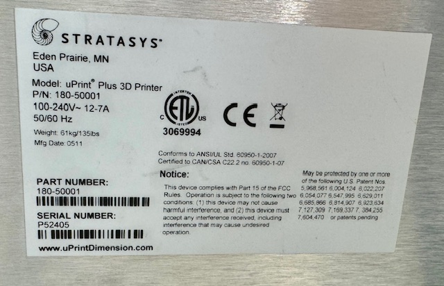 yassページ Stratasys uPrint SE Plus – Precision 3D Printer